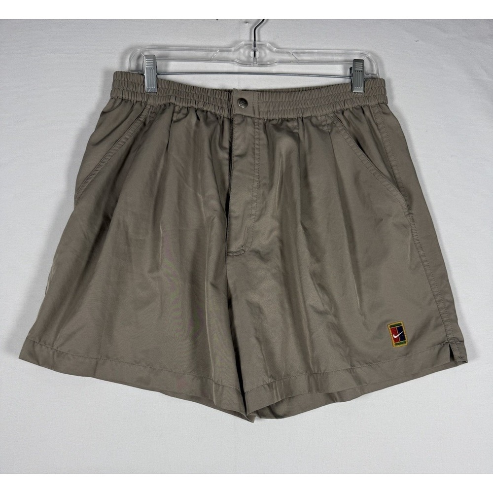 Vintage Nike Court Challenge Tennis Shorts 90s Mens Large Tannish Brown 5" Ins